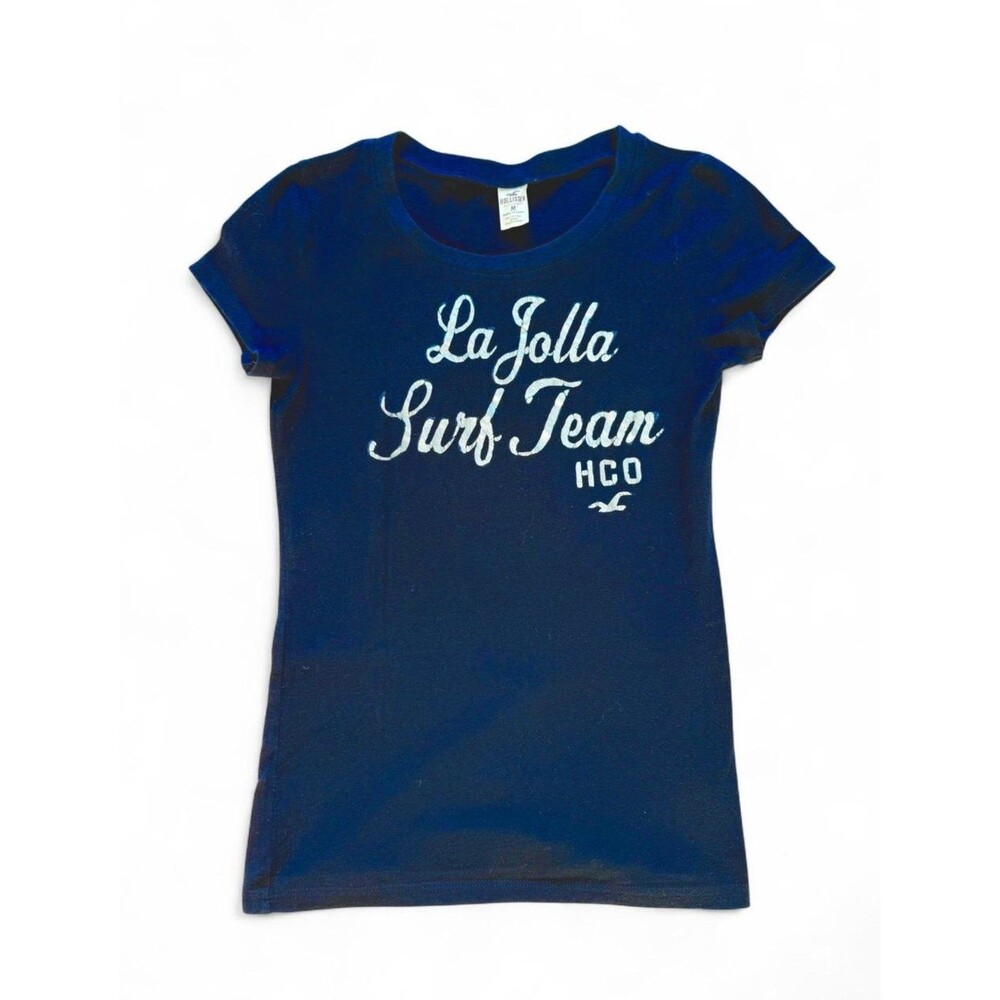 Vintage Y2K Navy Hollister Co. La Jolla Surf Team Baby Tee Women’s Size Medium